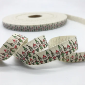 10 mm 15 mm 25 mm 5 ярда/партия, Коледна панделка с принтом, дизайнерски памучен лента ръчен труд за шивашки тъкани, Коледна украса