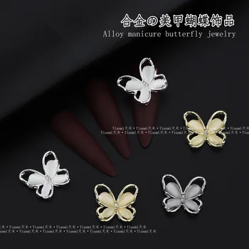 10 бр. висулки за дизайн на ноктите под формата на пеперуда от сплав, 4 цвята, кристални кристали за декорация на нокти, 3D Занаяти, стикер на декорации за маникюр