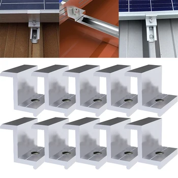 10 бр. скоби за инсталиране на слънчеви панели на покрива, клас фотоелектричния скоба, Z-образна скоба от алуминиева сплав, стойки за рафтове за фотоволтаични слънчеви панели