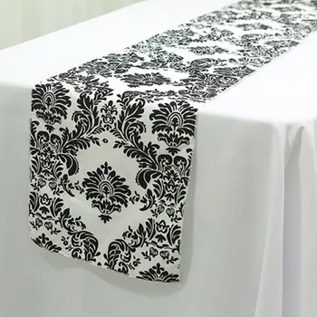 10шт 30x275 см Модерен черно-бели сватбени дамасские покривки, стекающиеся покривки за украса на банкети, мероприятия в хотела