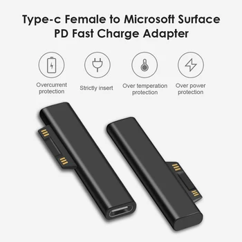 15V/3A C USB Female PD конвертор за бързо зареждане Surface Book 1 2 3 Адаптер за USB C Female адаптер за Surface Book