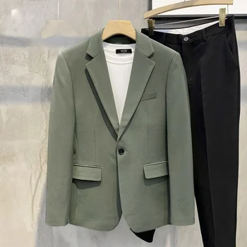 2021 Нов мъжки пролетно-есенния всекидневни бизнес костюм, палто, мъжки връхни Дрехи с ревери и дълъг ръкав, мъжки обикновена тънки Якета O557