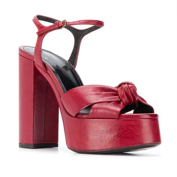 2023 Нови дамски сандали на плиссированном висок ток в лента, водоустойчива обувки на платформа големи Размери, модерен вечерни Zapatos Mujer