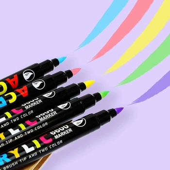 36 цветни акрилни маркери химикалки, двупосочен художествен маркер, издръжлив, быстросохнущий за рисуване, обувки, чанти, Албум за scrapbooking