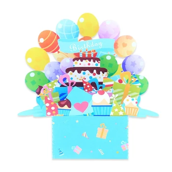 3D Всплывающая поздравителна картичка с торта за рожден ден, сгъваема хартиена кутия, благословляющая картичка за мама, дъщеря, съпруга, приятелите, подарък за рожден Ден