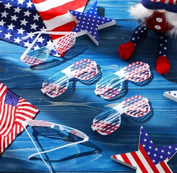 4 бр. очила с Деня на независимостта на САЩ С Деня на свободата, на 4 юли, Флаг на САЩ, щори, слънчеви очила, украса за Националния празник на САЩ, подпори за фотосесия