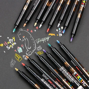 8-Цветна метална водна боя, Маркер за метални тъкани, керамични писалка за рисуване на графити, ръчно изработени, е с цветна дръжка, художествени канцеларски материали