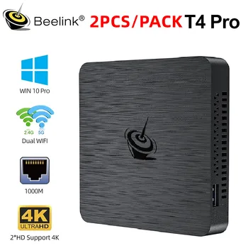 Beelink 2 бр. мини-КОМПЮТЪР T4 Pro с процесор Intel Apollo Lake N3350 2,4 Ghz, Лицензиран Windows 10 Pro 4 + GB 64 GB 2,4/5,8 Ghz, WiFi BT4.0 4K