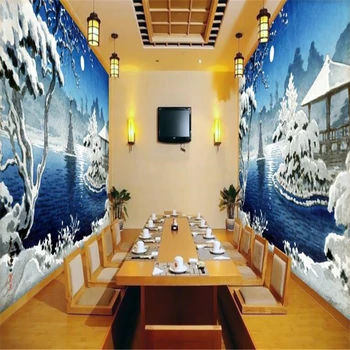 beibehang Потребителски тапети Снимка Стикери за стена, Голяма фреска на една Красива Фантазия Японски стил на Брега на морето Снежна диван на Стената Пейзаж