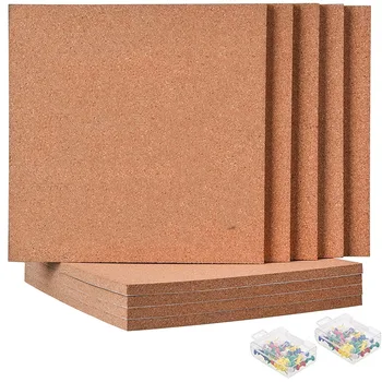Corkboard дъска, квадратна дъска за съобщения с дебелина 1,27 см, corkboard плочки със 100 рекламни мини-стени, самозалепващи corkboard дъска от 5 части