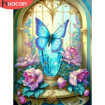 HUACAN Картина на Номер Пеперуда Животно Рисуваме Върху платното за Оцветяване Ръчно Рисувани Комплекти 60x75 см, Цветна стена арт Декор За дома