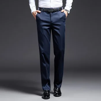 Lansboter/ черни есенни свободни мъжки ежедневни панталони на средна и напреднала възраст с права тръба, висока талия, широки панталони, удобни в чорап