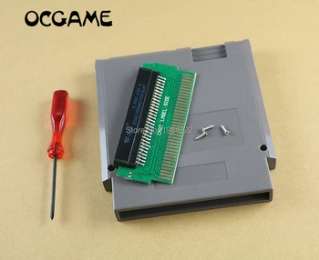 OCGAME адаптер преобразувател с 60-пинов на 72-пинов с инсталиран чип CIC за конзолната система за NES с обшивката за касети и отвертка