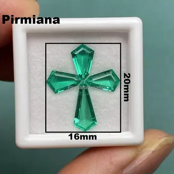 Pirmiana Нова мода 2,5 карата/комплект Отгледани в лаборатория изумруд россыпью скъпоценни камъни за направата на огърлици с кръст и кулон