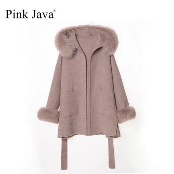 rose Java QC21005 дамско зимно кашемировое палто с яка от естествен лисьего кожа, модерен вълнени палта с ожулвания от естествена кожа, топла разпродажба
