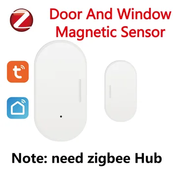 Sasha Zigbee, магнитен сензор за врати и прозорци, безжичен интернет, Безжичен детектор за врати, Интелигентен Дом, Магнитна автоматизация на врати