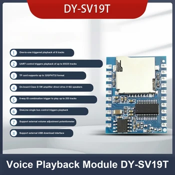 SV19T Модул за възпроизвеждане на глас задейства Индивидуален сериен порт сегмент управление на спусъка, MP3 Гласови модул Подкрепа TF карта