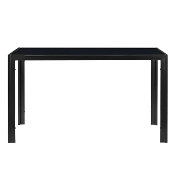 [US-W] маса за Хранене 134 x 70 x 75 см, лесен събрани трапезна маса от закалено стъкло и желязо, черен