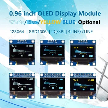 WAVGAT Синьо-бял цвят 128X64 жълто-син OLED дисплей led модул дисплей за Arduino 0,96 см I2C IIC сериен нов оригинален
