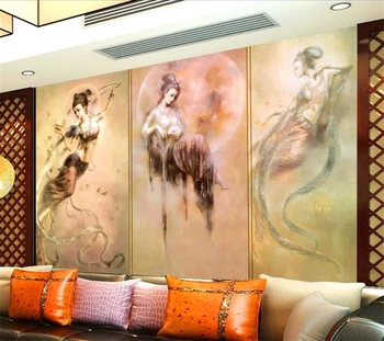 wellyu Потребителски тапети на стенописите модно декорация на дома, Dunhuang стенопис Feixian хол ТЕЛЕВИЗИЯ фонови картинки