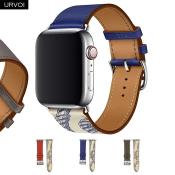 Бвп каишка с принтом URVOI за apple watch серия 7 6 SE 5 4 3-лентов Swift Кожена каишка за часовник iWatch ръчна изработка от 40 41 44 45 мм