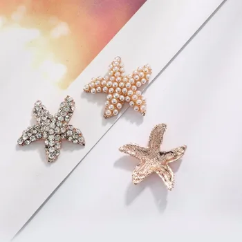 Безплатна доставка, 10шт, 28 мм, метални перли, планински кристал, копчета във формата на морски звезди, плосък облегалка, покритие от розово злато, BT-5716