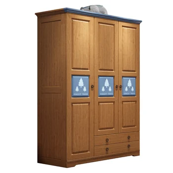Гардероб Прост модерен домакински шкаф за съхранение в спалнята, детски шкаф, шкаф, от масивно дърво
