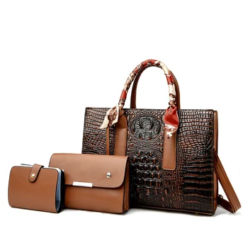 Дамска Чанта от изкуствена кожа с голям капацитет, висококачествени дамски чанти-незабавни посланици от крокодилска кожа, ежедневни дамски чанта-тоут, чанта-месинджър