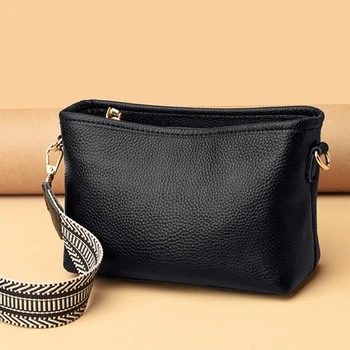 Дамски квадратна чанта през рамо с широк пагон, голям чанта през рамо от изкуствена кожа, модерен универсални чанти за дами