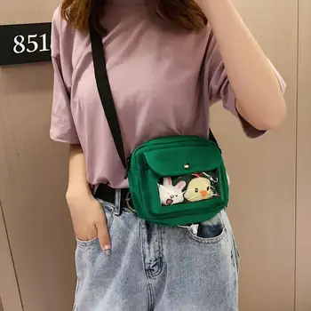 Дамски мультяшная сладка мини чанта-месинджър, универсална корея, чанта, чанти и калъфи за мобилни телефони, прости Чанта през рамо, ежедневна дамска чанта с капак