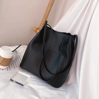 Дамски чанти-шопперы от изкуствена кожа на рамото за жени, луксозни дизайнерски чанти, дамски корея модерна дамска чанта-тоут голям капацитет