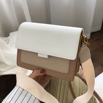 За жени 2023, пътна чанта, модерен проста чанта през рамо, женствена чанта през рамо, кожени чанти през рамо с контрастиращ цвят