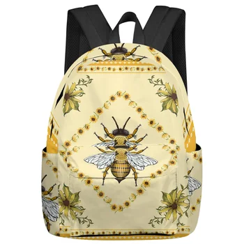 Идиличен раници Sunflower Bee Feminina за тийнейджъри, студентски училищни чанти за лаптоп, Раница на поръчка, мъже, Жени, Дамски пътни чанти Mochila