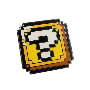 Квадратна 8-битова пиксел брошка, че иконата с въпросителен знак, ретро-игли за игри, подарък за носталгия 80-те години
