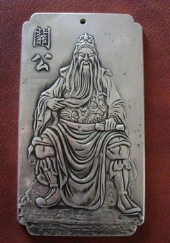 Китайски древен амулет от тибетския сребро гуаньюй гуангун тханка на кюлчета 138 г б