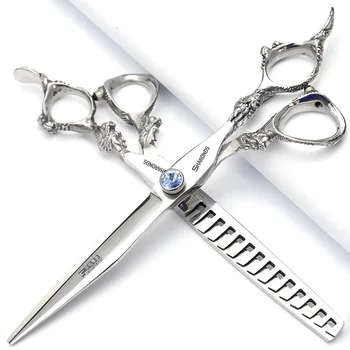 Класически японски фризьорски ножици с зазубренными плоски ножица, редки ножици, машина за подстригване на коса 6 