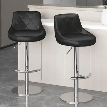Кожени луксозни Бар столове, модерни черни Метални Крачета, мобилен стол с акцент, Скандинавски мебели за хола Sillas De Home Bar YYY40XP