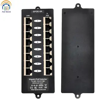 Комутираща панел PoE 802.3 af режим на Мрежата PoE инжектор 1000Mnps Защитен Gigabit 8-port PoE инжектор, използван с всеки ключ Ethernet