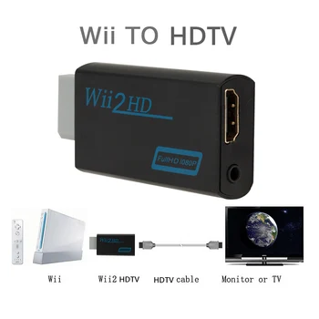 Конвертор WII, HDMI, Full HD 1080P Конвертор WII, Wii, HDMI 2 HDMI, 3,5 мм Аудио за КОМПЮТЪР HDTV Монитор Дисплей Адаптер Wii-HDMI