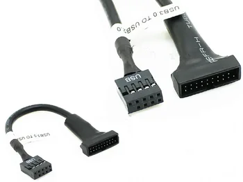Конектор USB 2.0 с 9-пинов конектор за свързване към USB 3.0 с 20-пинов конектор на дънната платка, кабел-адаптер, директна доставка