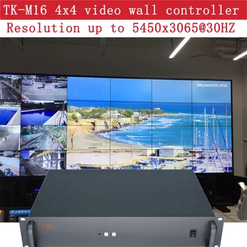 Контролер видеостены 4x4 4K, Устройство за снаждане на LCD дисплеи 5K за 16 устройства, Устройство за обработка на телевизионни стени с подкрепата на регулиране на КРАИЩАТА, Резолюция До 5760x3240