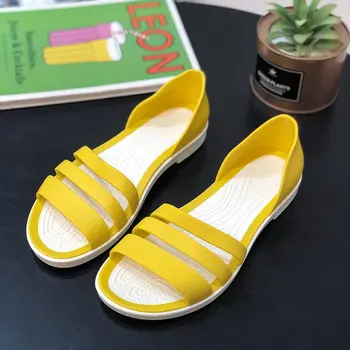 Летни дамски сандали, новост 2023 г., модни прости обикновен женски обувки в ярки цветове с отворени пръсти, универсална дамски обувки на квадратен ток