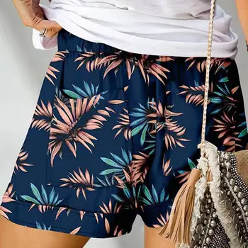 Летни къси Панталони, плажни къси панталони с еластичен колан, свободни панталони с завязками в ретро стил с флорални принтом