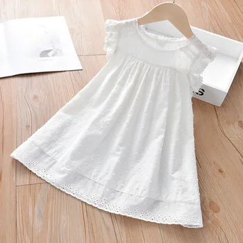 Лятна бебешка рокля за малки момичета, дантелено принцеса рокля без ръкави за малки момичета, на новост 2023 г., миличка детски дрехи за момиченца, дрехи