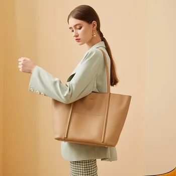 Лятна дамска чанта, изискани чанти-тоут от телешка кожа, нови чанти от естествена кожа, голям голям чанта през рамо 01-GN-stdbtq