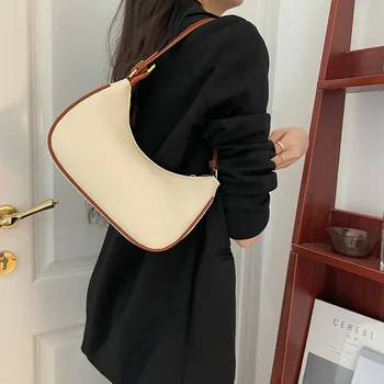 Лято 2023, нова Лесна чанта за през рамото от естествена кожа, с едно рамо, женствена чанта с полумесец на Подмишниците