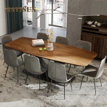 Маса и стол от скандинавския орех, Правоъгълна комбинация, креативни дизайнерски мебели за дома, Модерен минималистичен кухненска маса