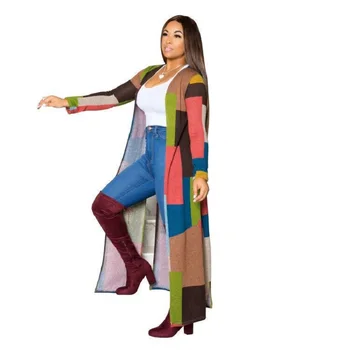 Модерен женски жилетка в стил мозайка, палто с дълги ръкави, пролет-есен, всекидневни модерен тренч свободно намаляване на