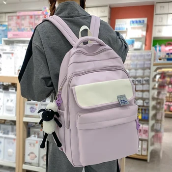 Модерен женски ученическа раница с Голям капацитет, икона, училищна чанта за лаптоп за момичета, сладък найлонова раница Mochila, жена