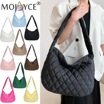 Модерна чанта през рамо, лека стеганая чанта-месинджър, памучен благородна голяма чанта за момичета, однотонная женствена чанта за почивка и пътуване